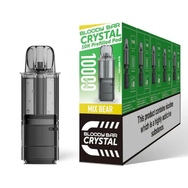 Buy Bulk Bloody Bar Crystal 10k Replacement Pods - Pack of 5 (Ban Proof) - Vape Wholesale Mcr