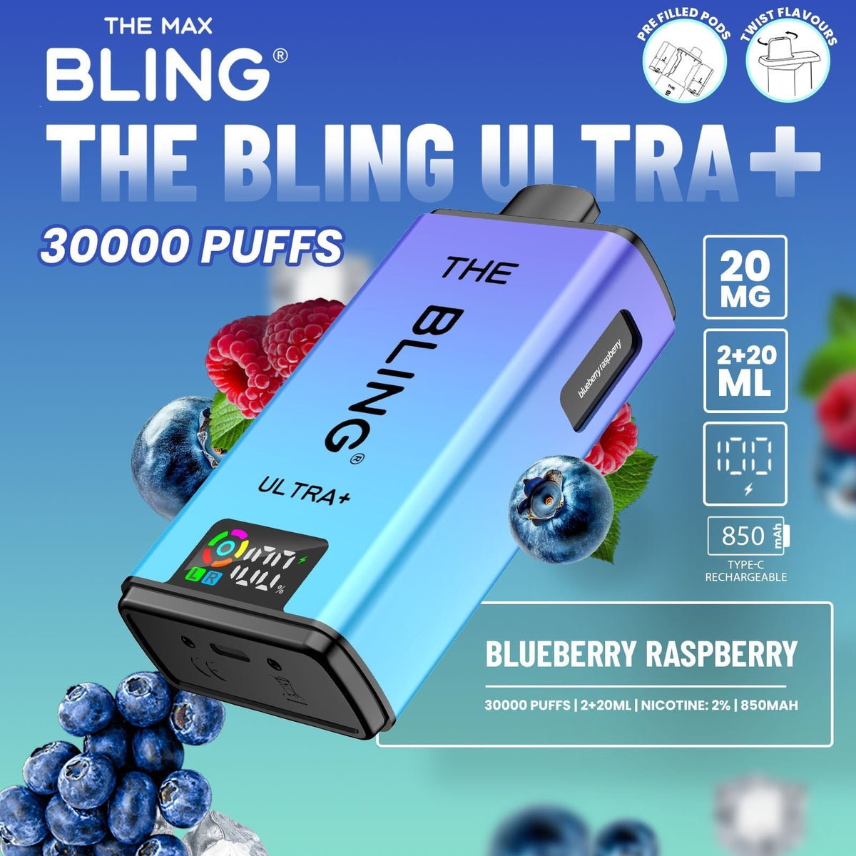 Buy Bulk The Bling Ultra Plus 30k Prefilled Vape Pod Kit Box of 5 - Vape Wholesale Mcr