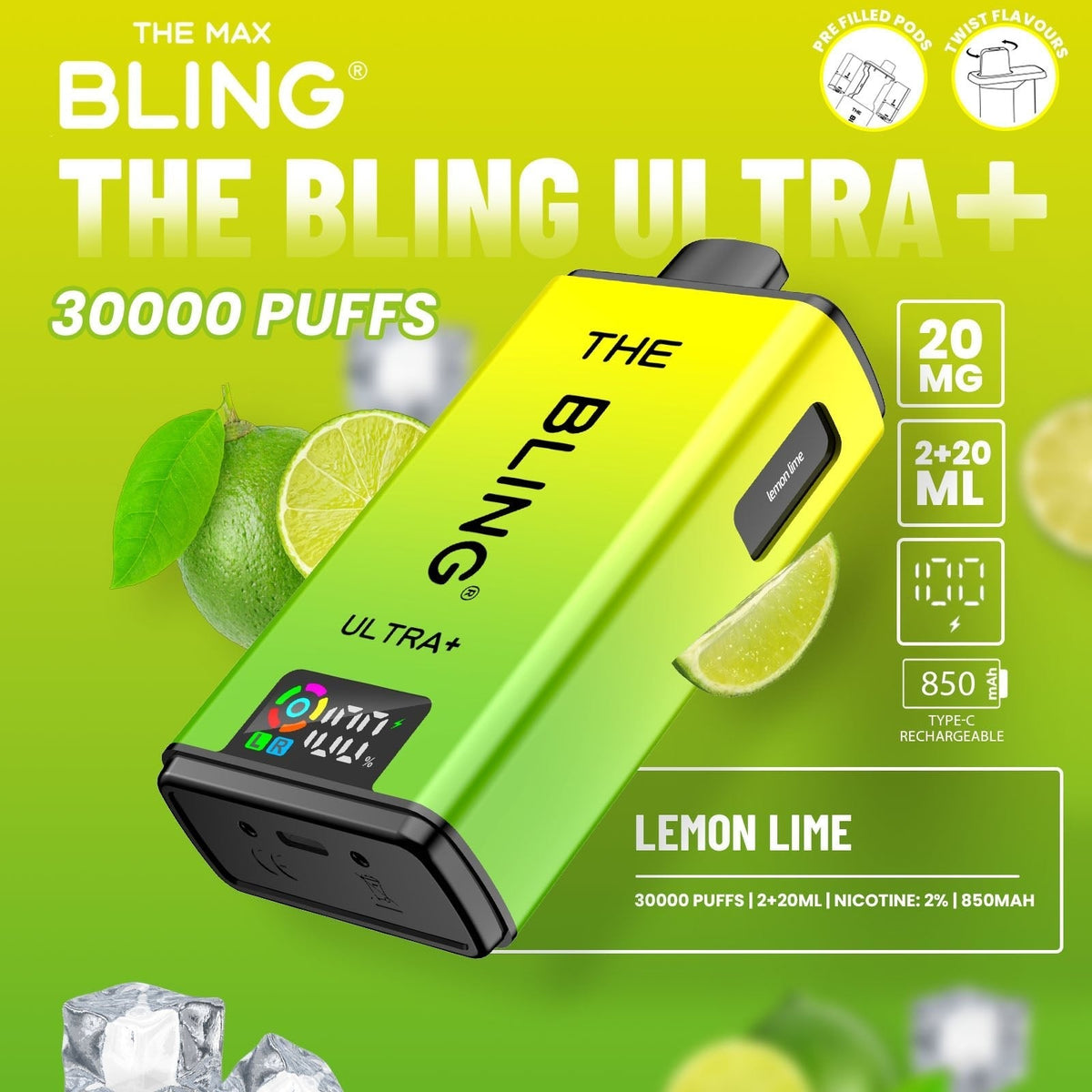 Buy Bulk The Bling Ultra Plus 30k Prefilled Vape Pod Kit Box of 5 - Vape Wholesale Mcr