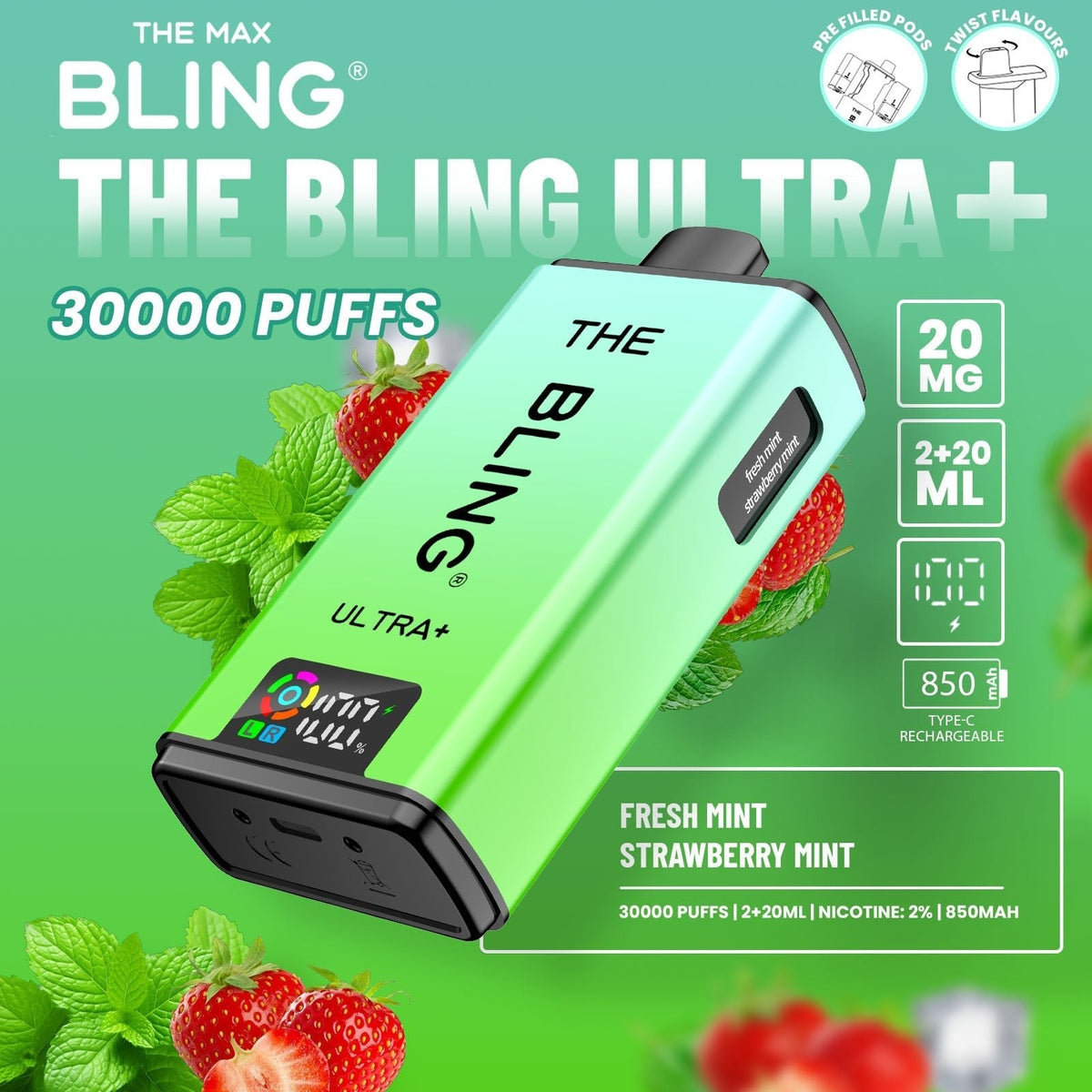 Buy Bulk The Bling Ultra Plus 30k Prefilled Vape Pod Kit Box of 5 - Vape Wholesale Mcr