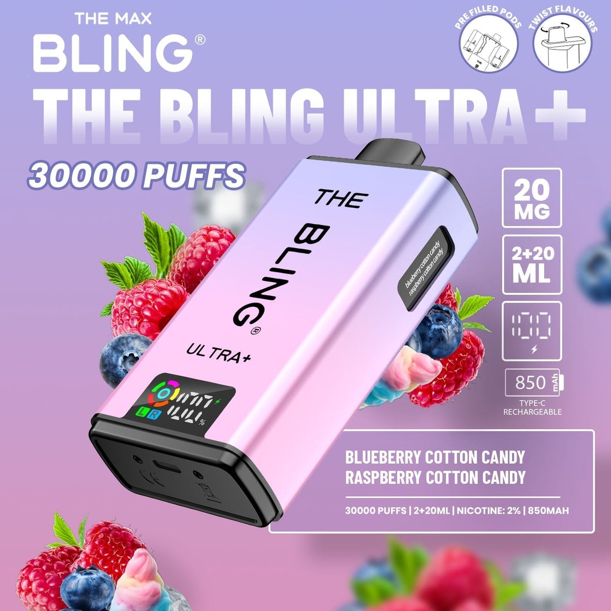 Buy Bulk The Bling Ultra Plus 30k Prefilled Vape Pod Kit Box of 5 - Vape Wholesale Mcr