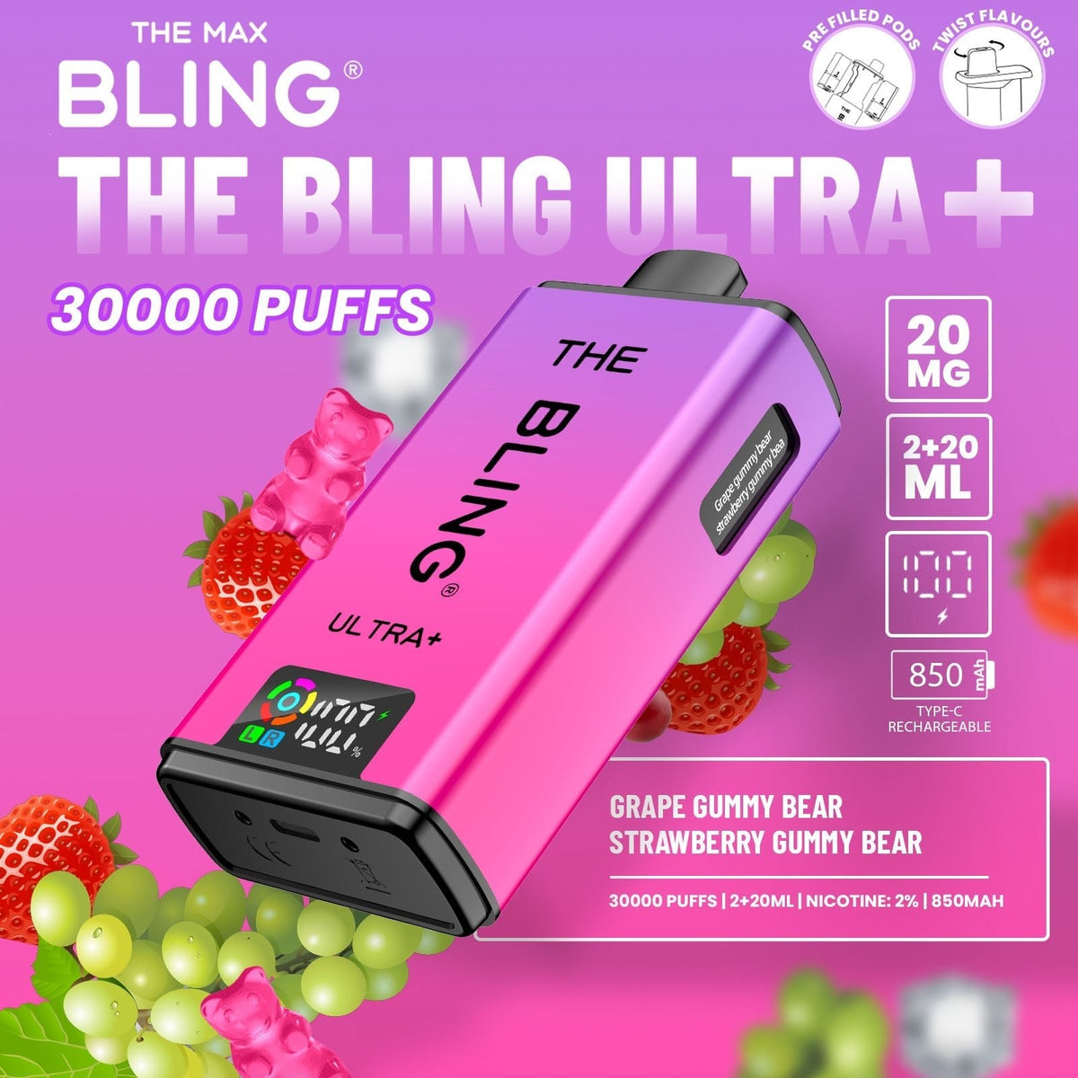 Buy Bulk The Bling Ultra Plus 30k Prefilled Vape Pod Kit Box of 5 - Vape Wholesale Mcr