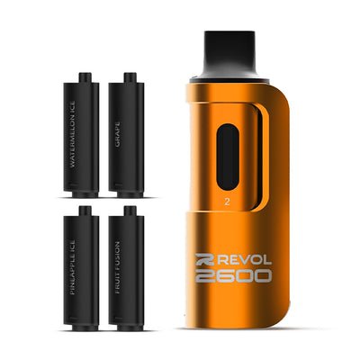 Buy Bulk 4 in 1 Revol 2600 Puffs Disposable Vape Pod Kit Box of 5 - Vape Wholesale Mcr