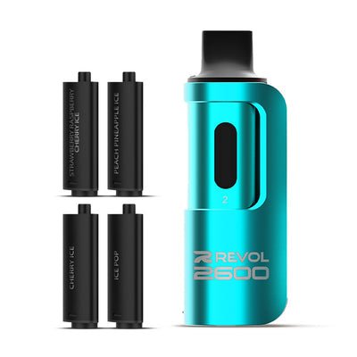 Buy Bulk 4 in 1 Revol 2600 Puffs Disposable Vape Pod Kit Box of 5 - Vape Wholesale Mcr