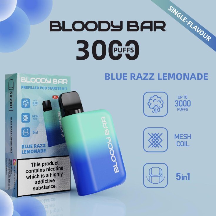 5 in 1 Bloody Mary 3000 Puffs Prefilled Pod Kit (Box of 5) - Vape Wholesale Mcr