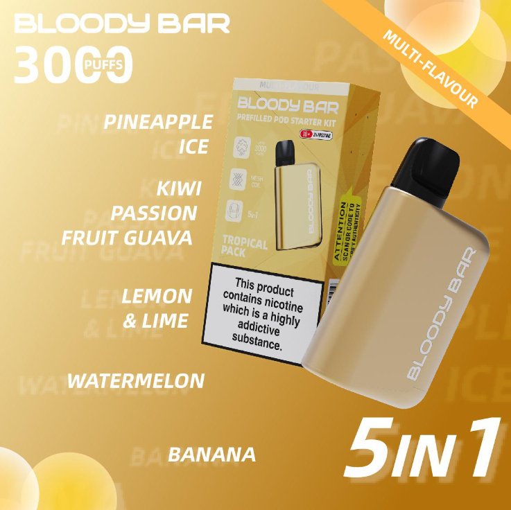5 in 1 Bloody Mary 3000 Puffs Prefilled Pod Kit (Box of 5) - Vape Wholesale Mcr