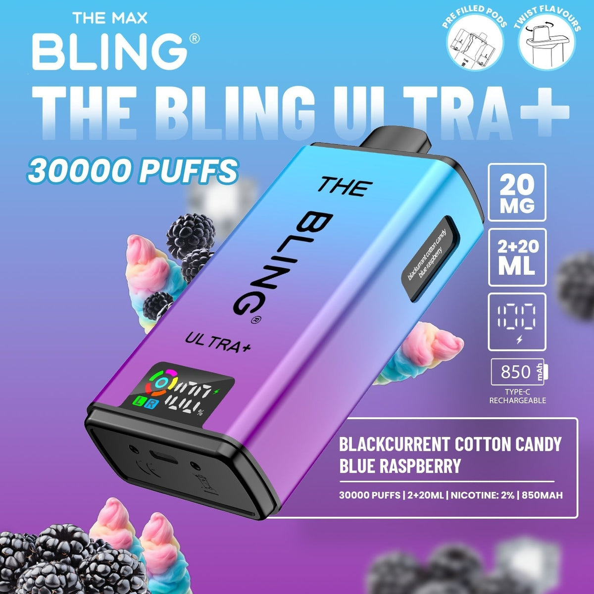 Buy Bulk The Bling Ultra Plus 30k Prefilled Vape Pod Kit Box of 5 - Vape Wholesale Mcr