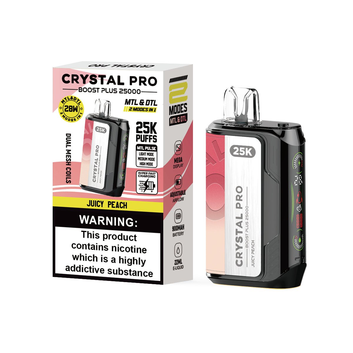 Buy Bulk Crystal Pro Boost Plus 25k Disposable Vape Box of 5 - Vape Wholesale Mcr