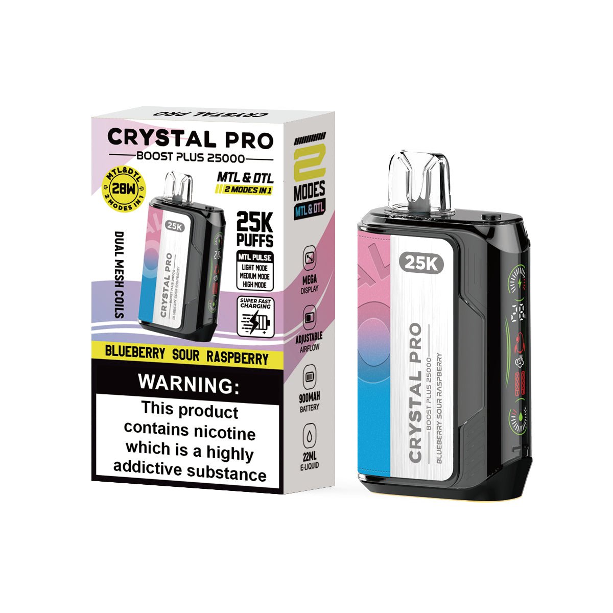 Buy Bulk Crystal Pro Boost Plus 25k Disposable Vape Box of 5 - Vape Wholesale Mcr