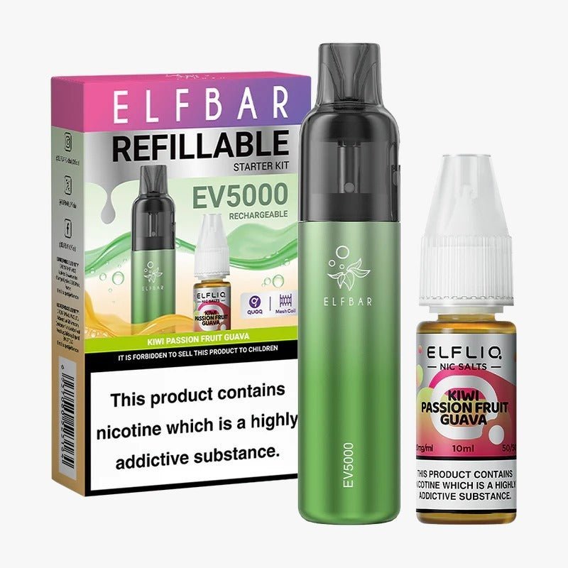 Buy Bulk Elf Bar EV5000 Starter Kit & Elfliq Nic Salt 10ml E - Liquid Combo Pack - Vape Wholesale Mcr
