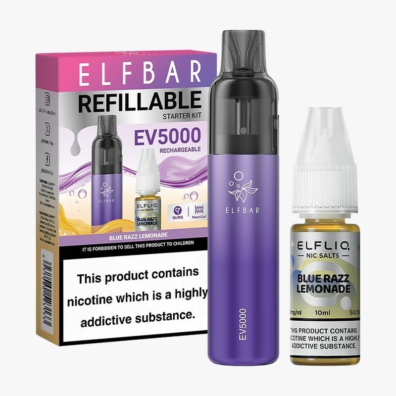 Buy Bulk Elf Bar EV5000 Starter Kit & Elfliq Nic Salt 10ml E - Liquid Combo Pack - Vape Wholesale Mcr
