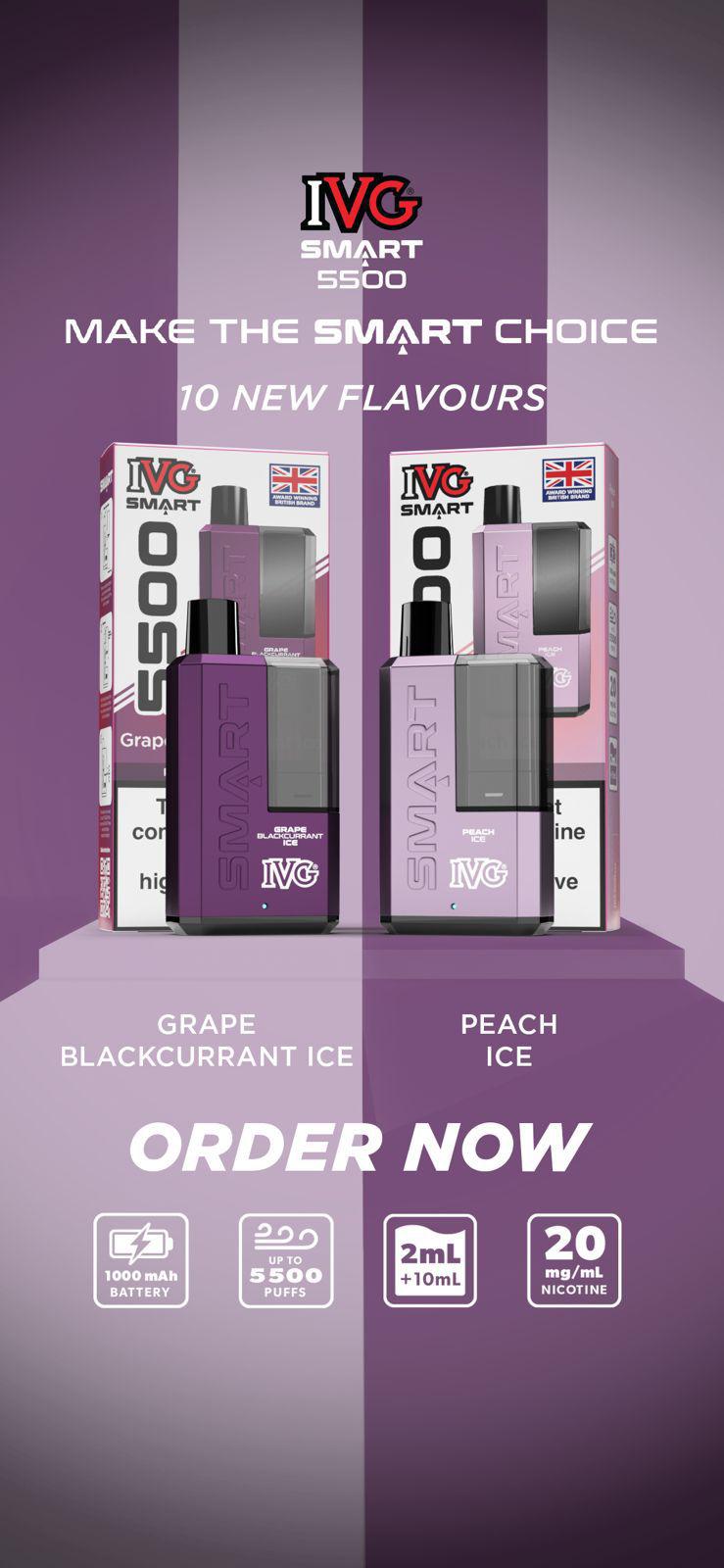 Buy Bulk IVG SMART 5500 Puffs Disposable Vape (Box of 5) - Vape Wholesale Mcr
