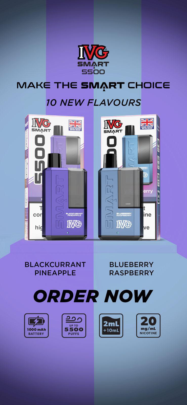 Buy Bulk IVG SMART 5500 Puffs Disposable Vape (Box of 5) - Vape Wholesale Mcr