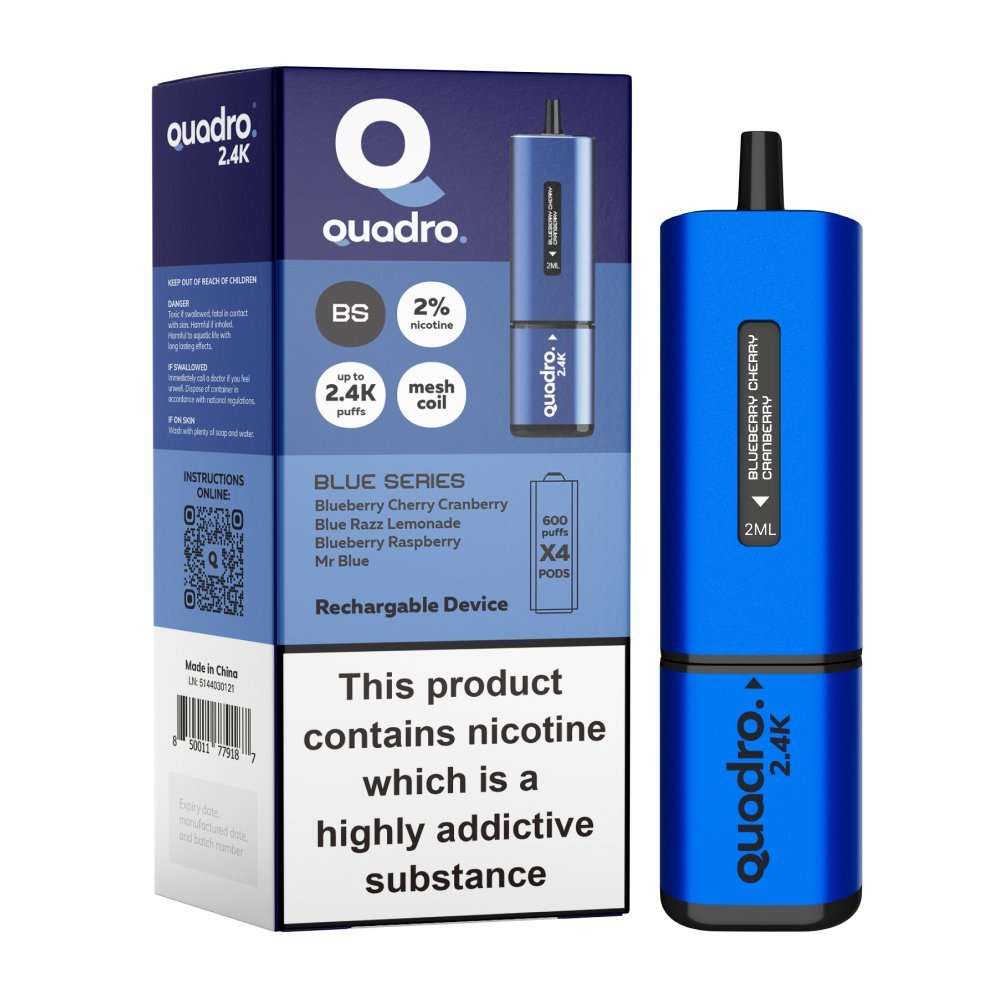 Buy Bulk Quadro 2400 Puffs 4 in 1 Disposable Vape Pod Box of 5 - Vape Wholesale Mcr