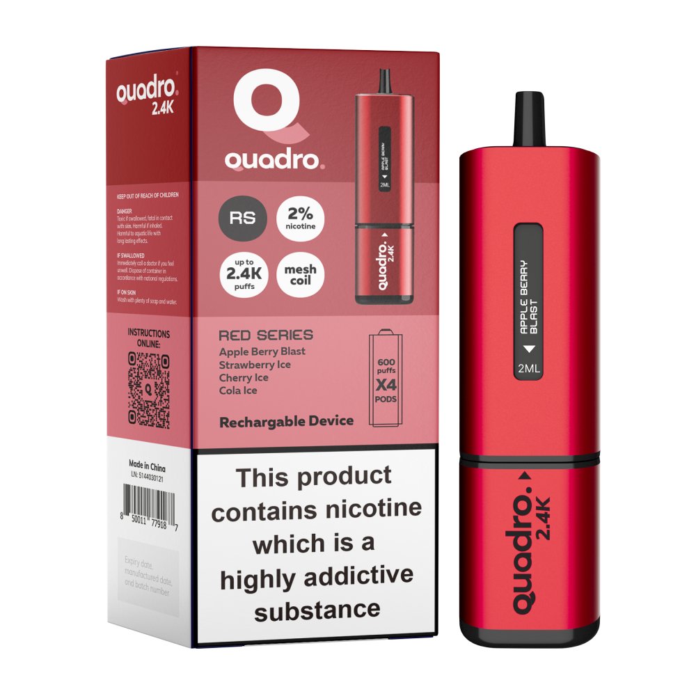 Buy Bulk Quadro 2400 Puffs 4 in 1 Disposable Vape Pod Box of 5 - Vape Wholesale Mcr