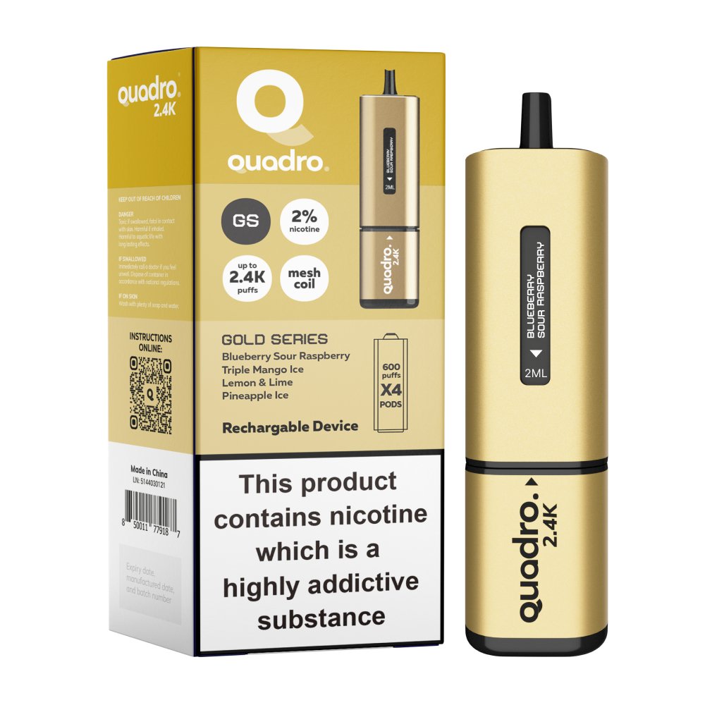 Buy Bulk Quadro 2400 Puffs 4 in 1 Disposable Vape Pod Box of 5 - Vape Wholesale Mcr