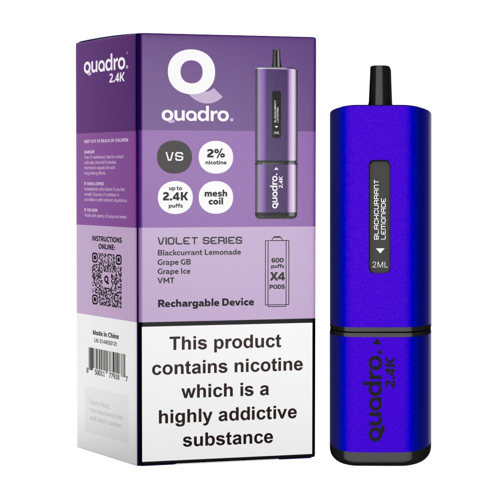 Buy Bulk Quadro 2400 Puffs 4 in 1 Disposable Vape Pod Box of 5 - Vape Wholesale Mcr