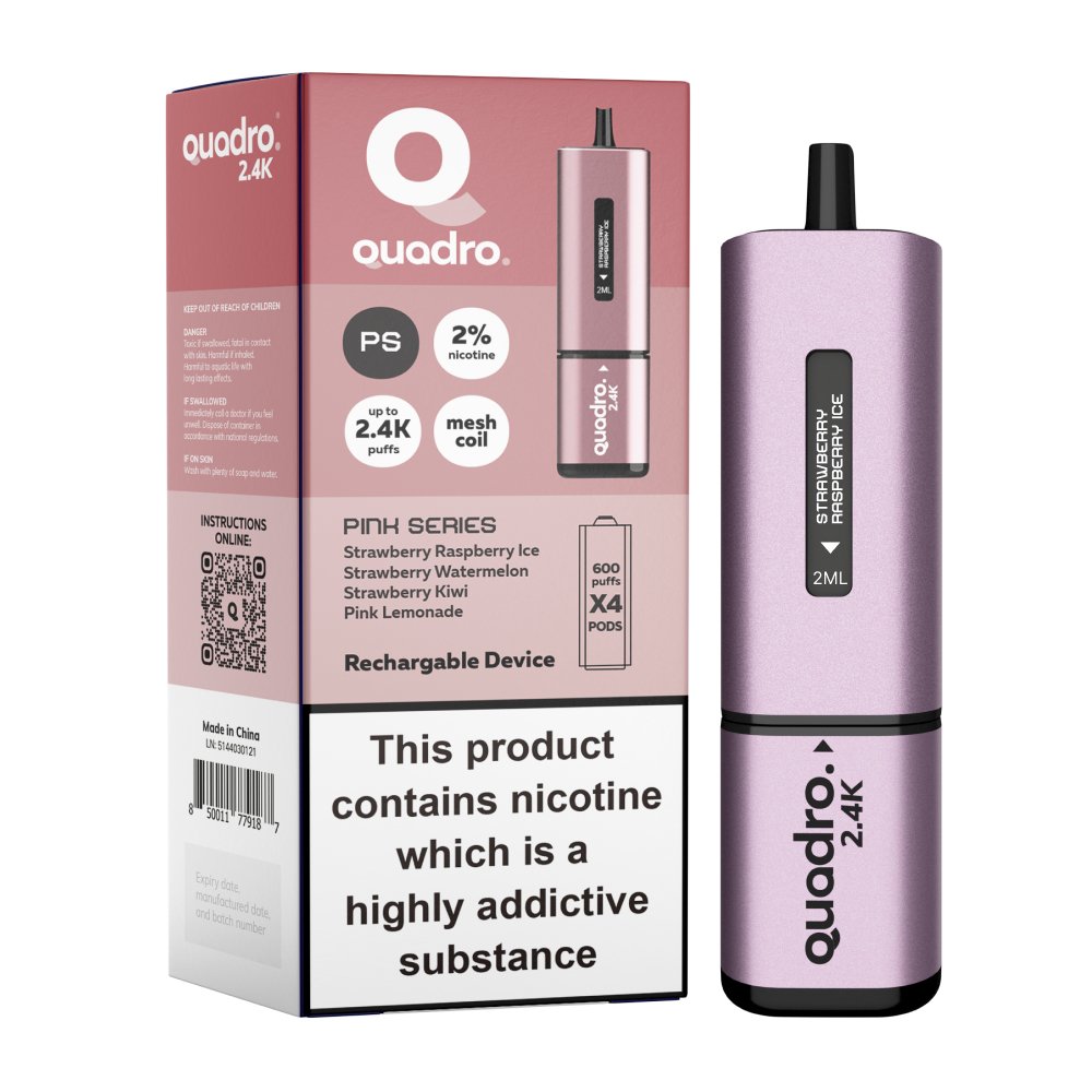 Buy Bulk Quadro 2400 Puffs 4 in 1 Disposable Vape Pod Box of 5 - Vape Wholesale Mcr