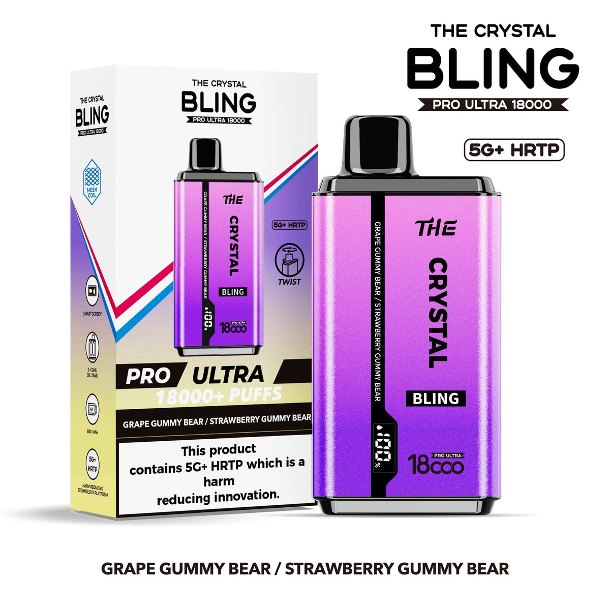 Buy Bulk The Crystal Bling Pro Ultra 18000 Disposable Vape Box of 5 - Vape Wholesale Mcr