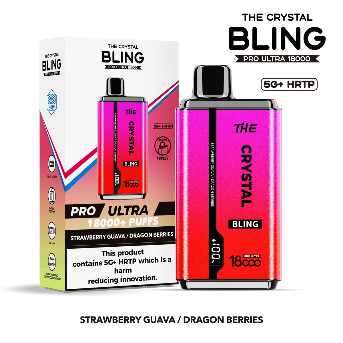 Buy Bulk The Crystal Bling Pro Ultra 18000 Disposable Vape Box of 5 - Vape Wholesale Mcr