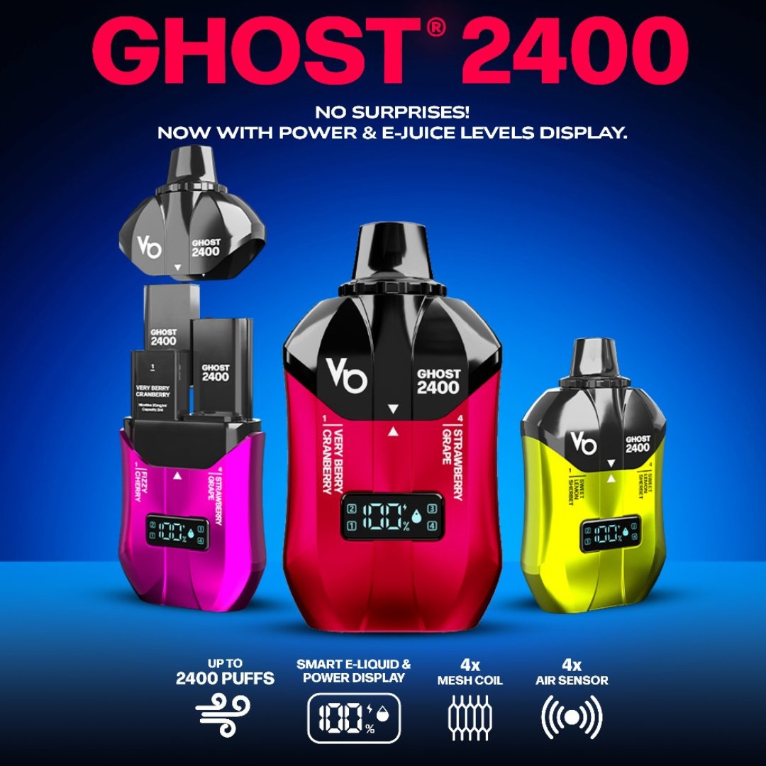 Buy Bulk Vapes Bars Ghost 2400 Puffs Disposble Vape (Pack of 5) - Vape Wholesale Mcr
