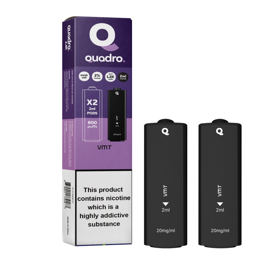 Buy Bulk 4 in 1 Quadro 2400 Puffs Replacement Pods Box of 5 - Vape Wholesale Mcr