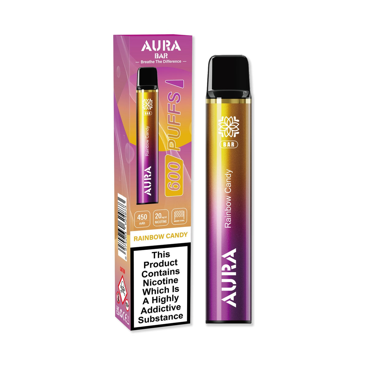 Aura Bar 600 Puffs Disposbale Vape Pod Box of 10 - Vape Wholesale Mcr