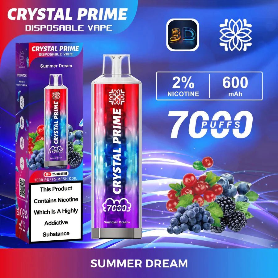 Crystal Prime 7000 Puffs Disposable Vape Device Box of 10 - Vape Wholesale Mcr