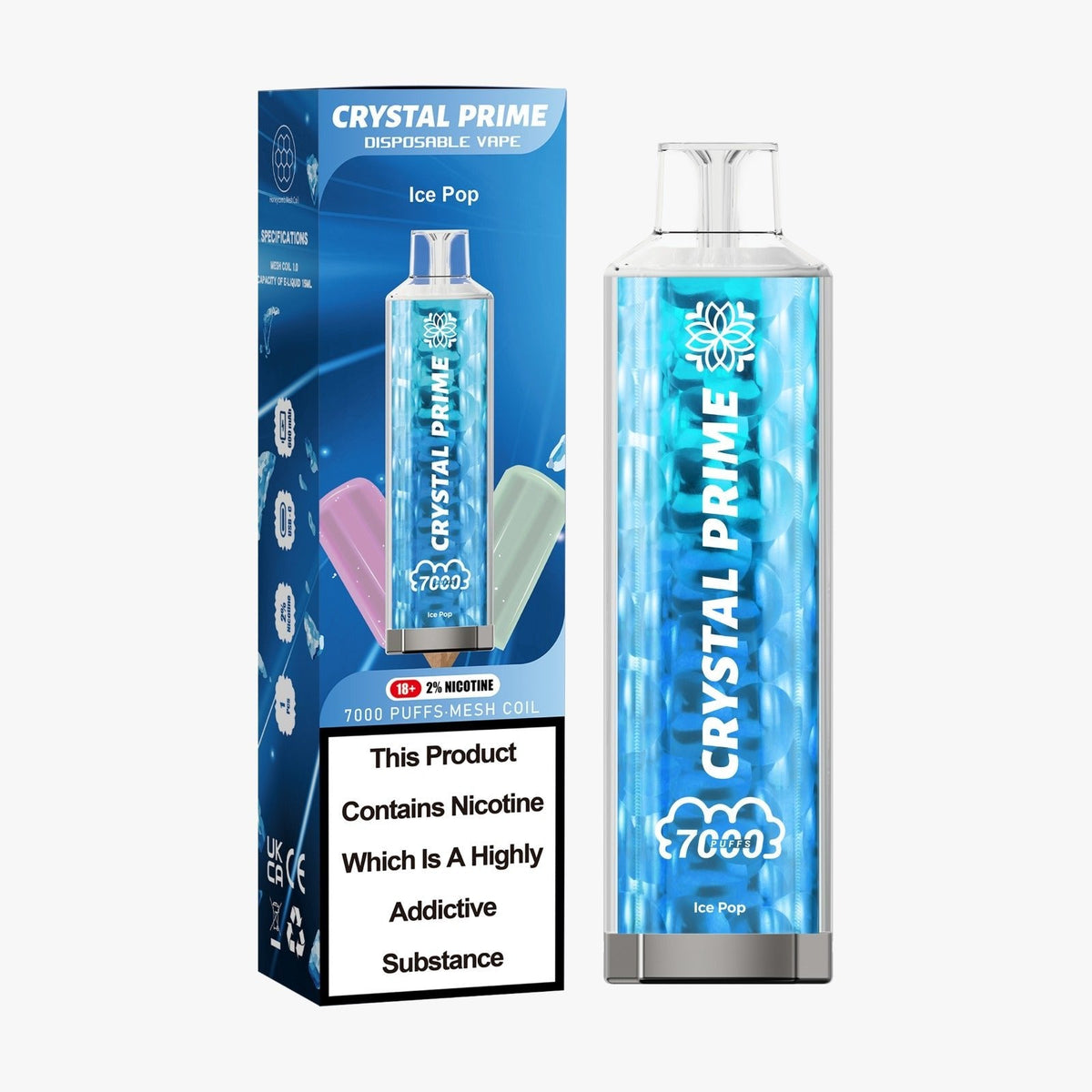 Buy Bulk Crystal Prime 7000 Puffs Disposable Vape Device Box of 10 - Vape Wholesale Mcr