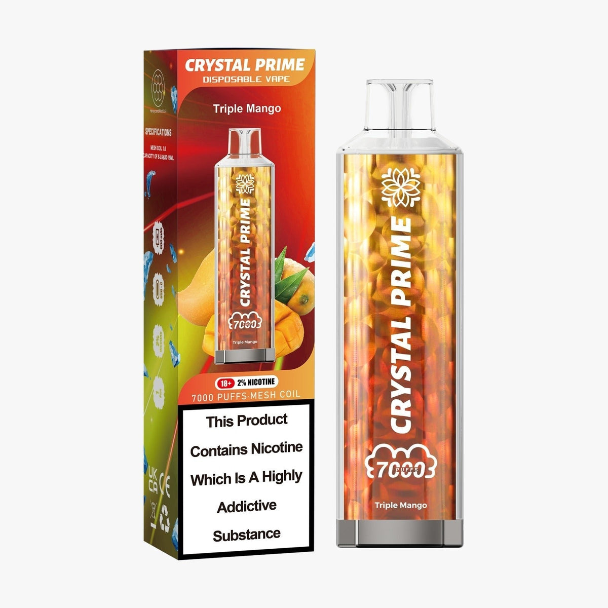Buy Bulk Crystal Prime 7000 Puffs Disposable Vape Device Box of 10 - Vape Wholesale Mcr