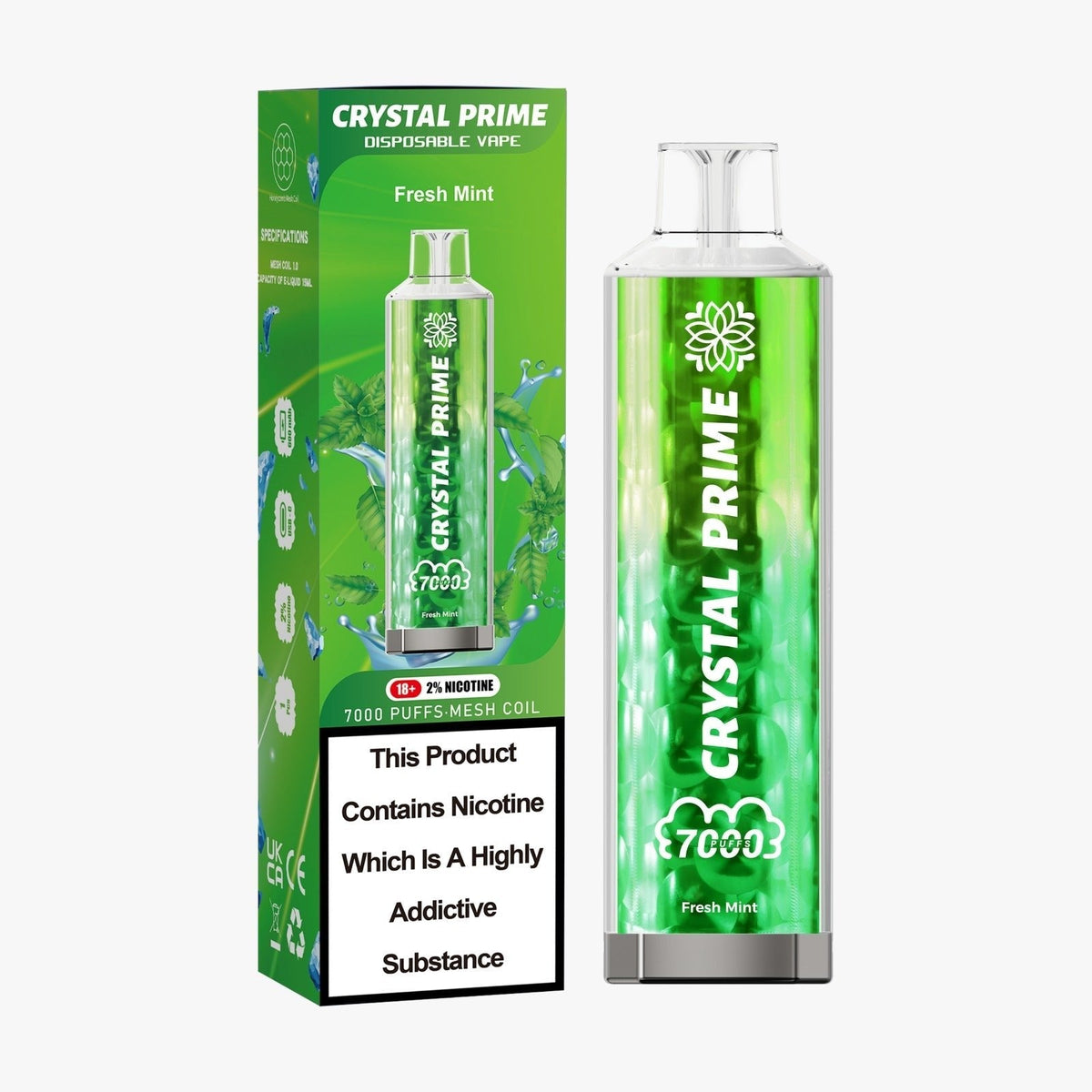 Buy Bulk Crystal Prime 7000 Puffs Disposable Vape Device Box of 10 - Vape Wholesale Mcr