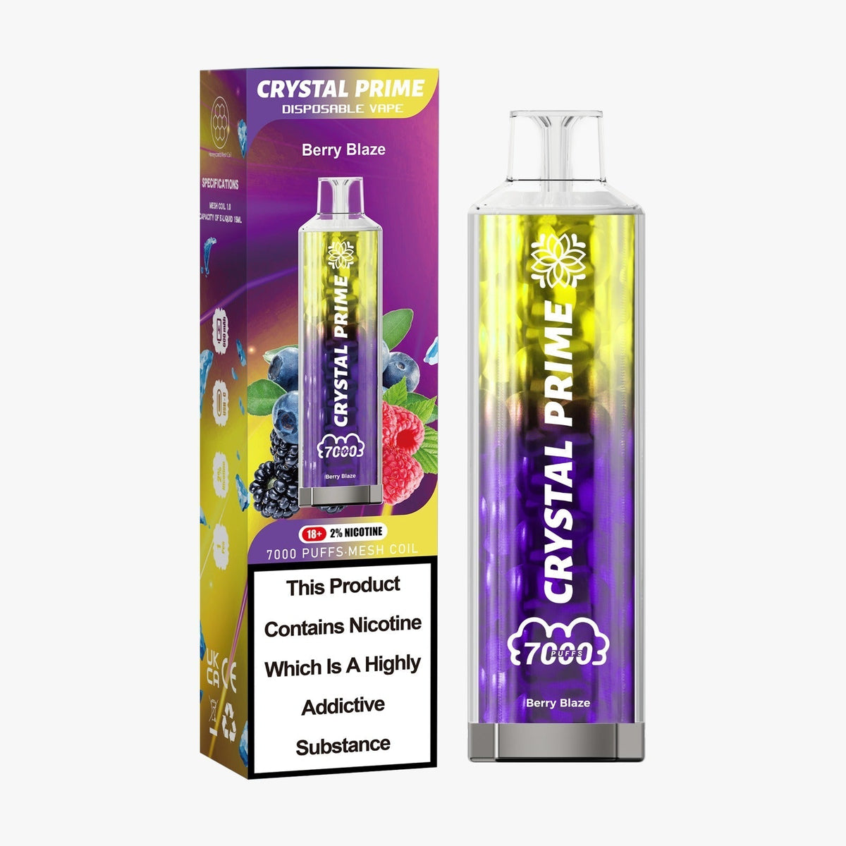 Buy Bulk Crystal Prime 7000 Puffs Disposable Vape Device Box of 10 - Vape Wholesale Mcr