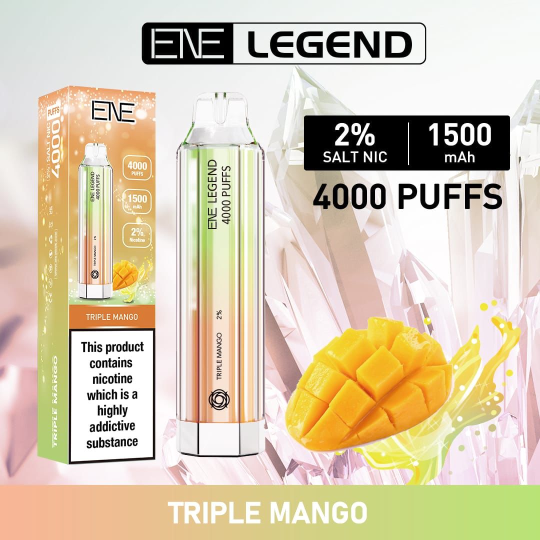 ELUX ENE Legend 4000 Disposable Vape Puff Pod Device - Box of 10 - Triple Mango -Vapeuksupplier