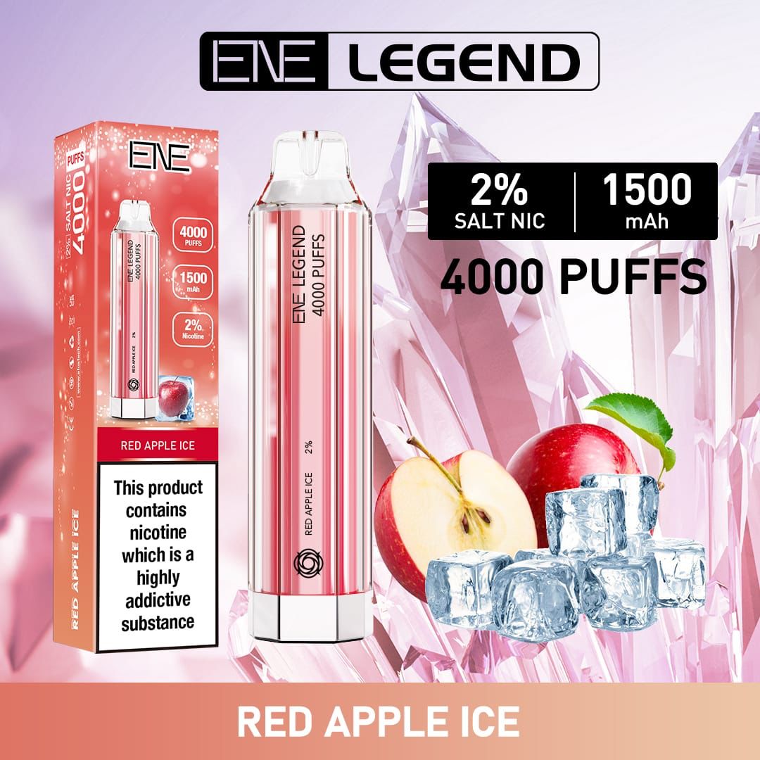 ELUX ENE Legend 4000 Disposable Vape Puff Pod Device - Box of 10 - Red Apple Ice -Vapeuksupplier