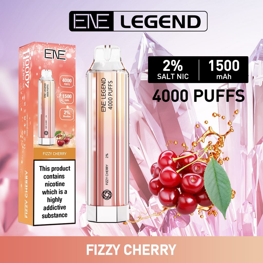 ELUX ENE Legend 4000 Disposable Vape Puff Pod Device - Box of 10 - Fizzy Cherry -Vapeuksupplier