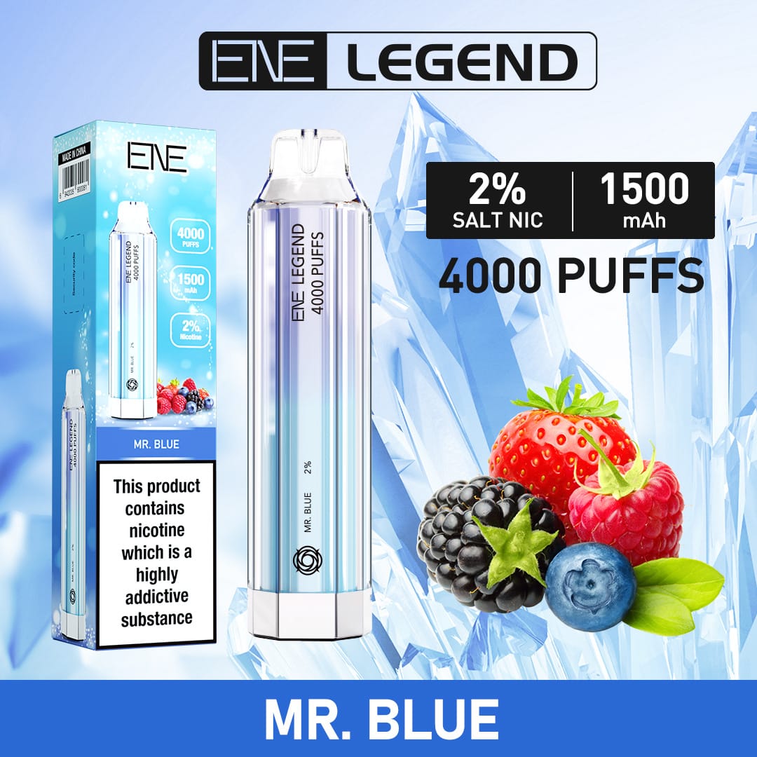 ENE Legend 4000 Disposable Vape Puff Pod Device - Box of 10 - Mr Blue -Vapeuksupplier