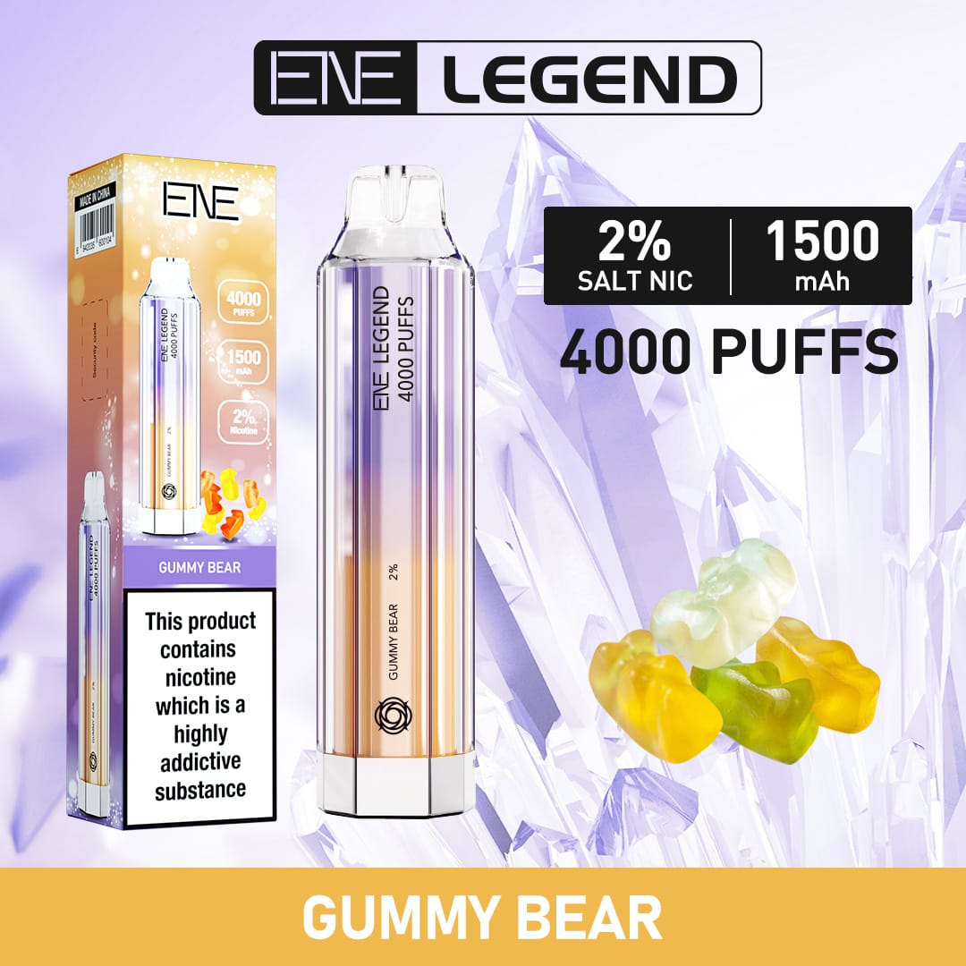 ENE Legend 4000 Disposable Vape Puff Pod Device - Box of 10 - Gummy Bear -Vapeuksupplier