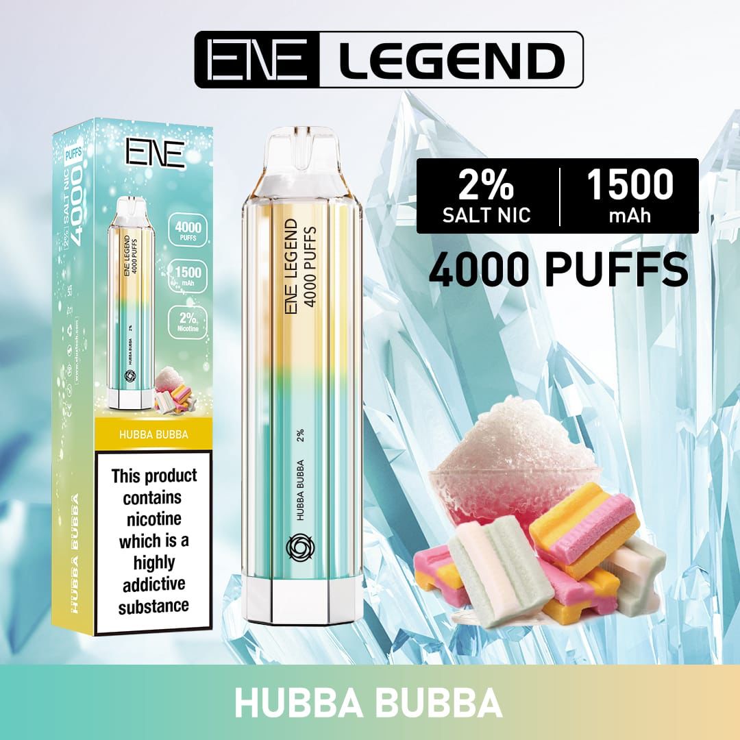 ELUX ENE Legend 4000 Disposable Vape Puff Pod Device - Box of 10 - Hubba Bubba -Vapeuksupplier