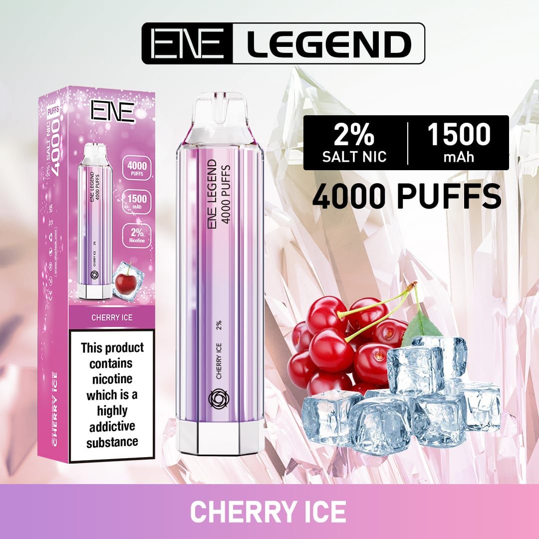 ELUX ENE Legend 4000 Disposable Vape Puff Pod Device - Box of 10 - Cherry Ice -Vapeuksupplier