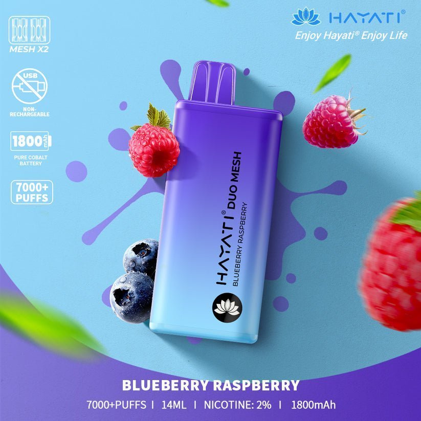 Hayati Duo Mesh 7000 Disposable Vape Puff Bar Pod Box of 10 - Vape Wholesale Mcr